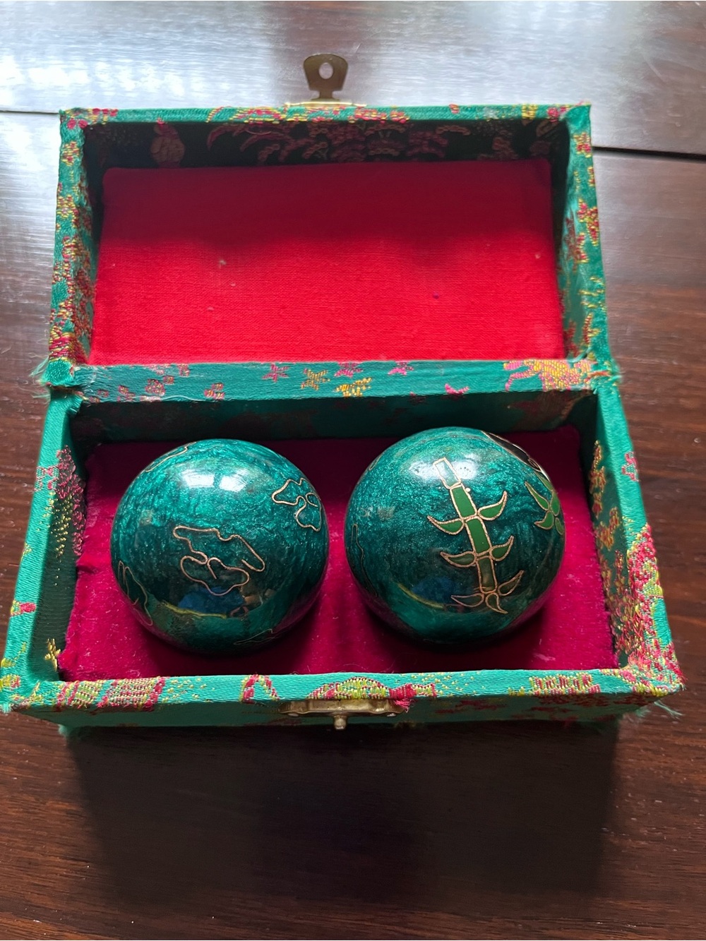 Vintage Chinese Baoding Balls Jade Panda Meditation Excercise Health Wellness